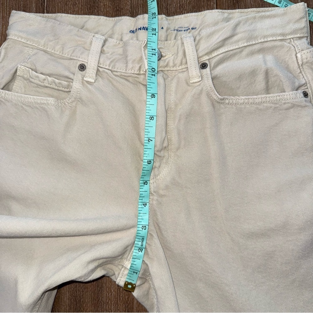 Old Navy Jean Slouchy High Rise Straight Leg 4 cream Tapered - Picture 5 of 9